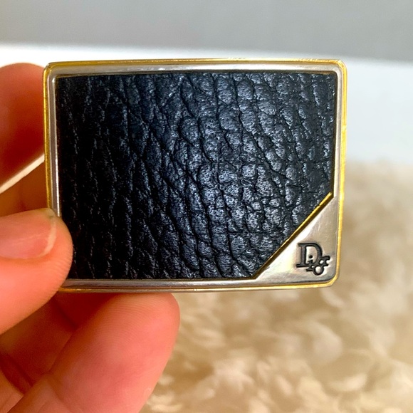 DIOR- Authentic 🍀 Vintage Trotter Black and Gold Leather Belt Buckle